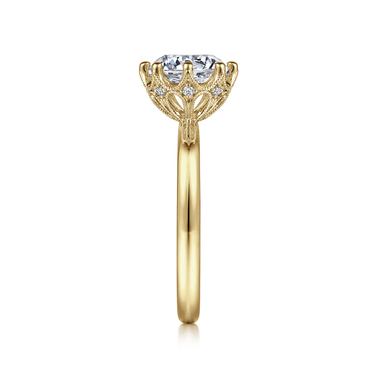 Liona - 14K Yellow Gold Round Solitaire Diamond Engagement Ring - 0.05 ct - Shot 5