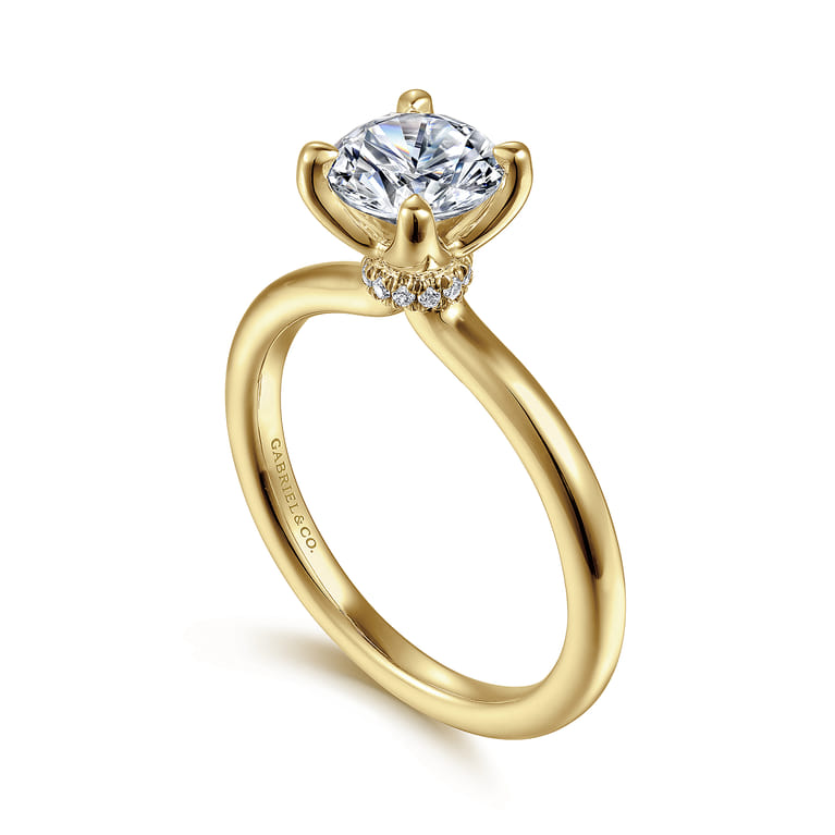 Evelynn - 14K Yellow Gold Round Solitaire Diamond Engagement Ring - 0.04 ct - Shot 3
