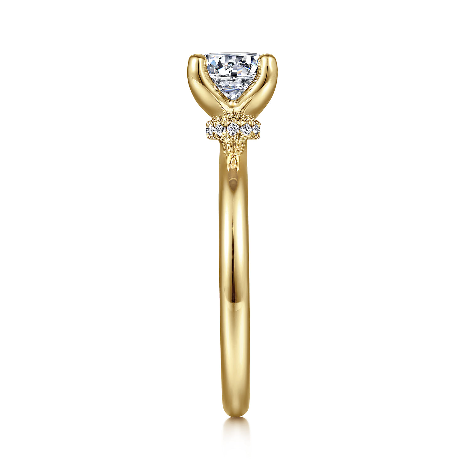 Evelynn - 14K Yellow Gold Round Solitaire Diamond Engagement Ring - 0.04 ct - Shot 5