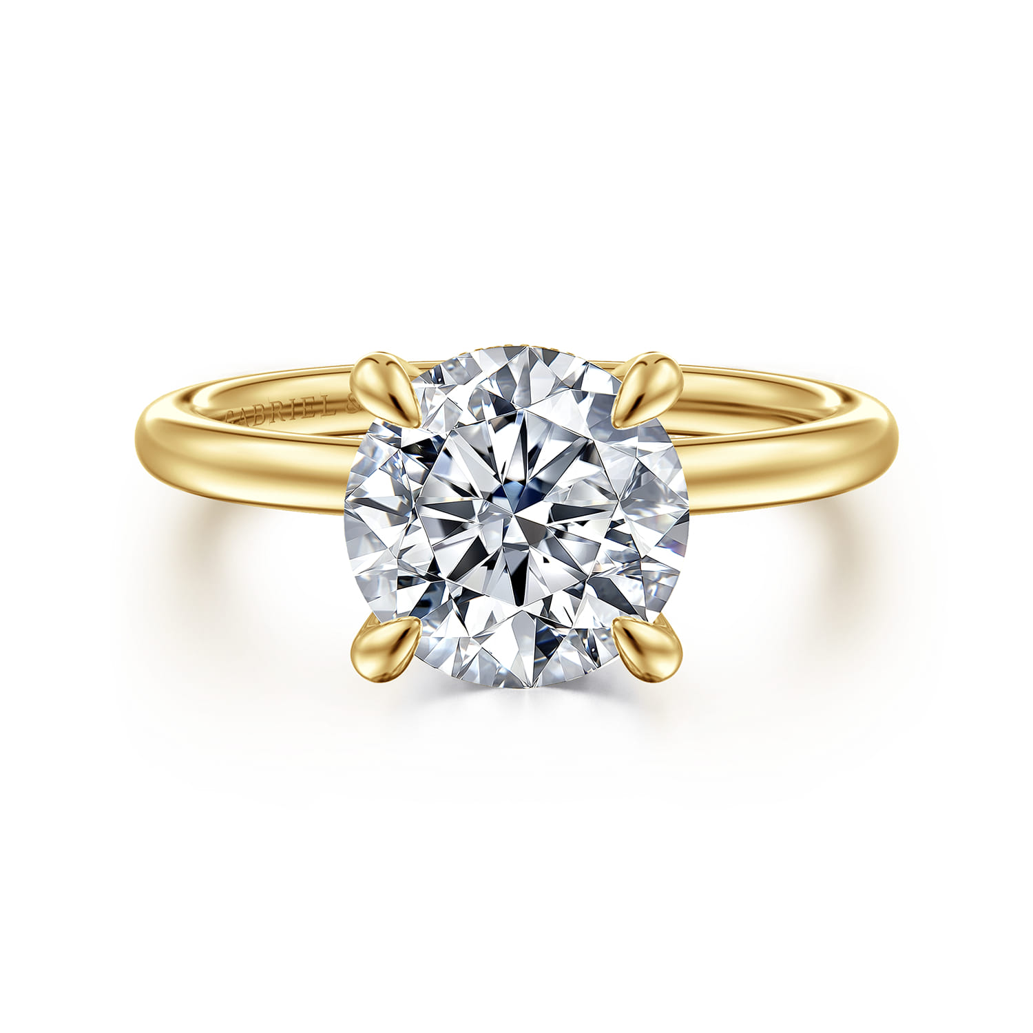 Cari - 14K Yellow Gold Round Diamond Engagement Ring - 0.08 ct - Shot 1