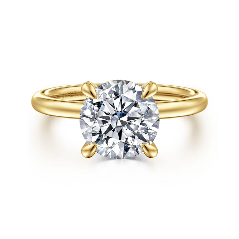 Cari - 14K Yellow Gold Round Diamond Engagement Ring - 0.08 ct - Shot 1