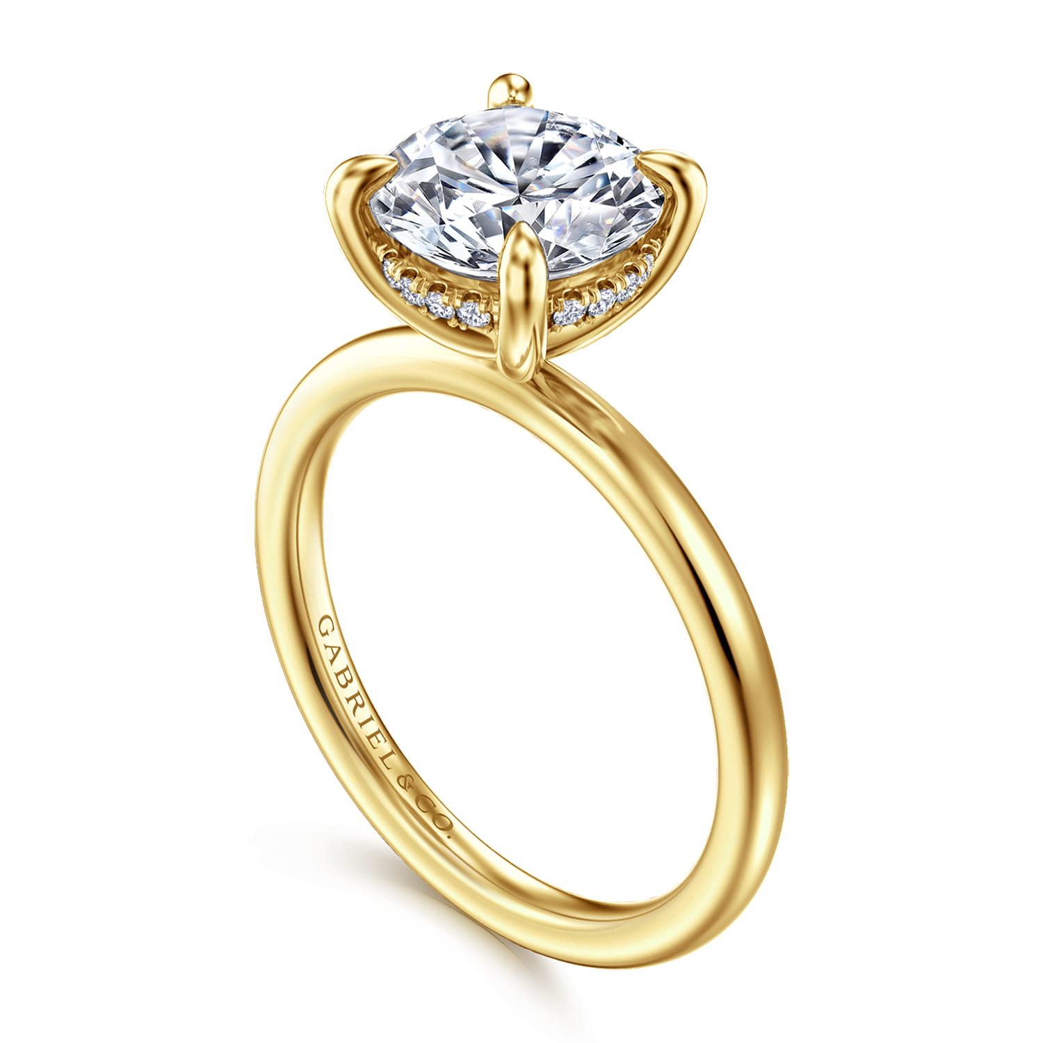 Cari - 14K Yellow Gold Round Diamond Engagement Ring - 0.08 ct - Shot 3