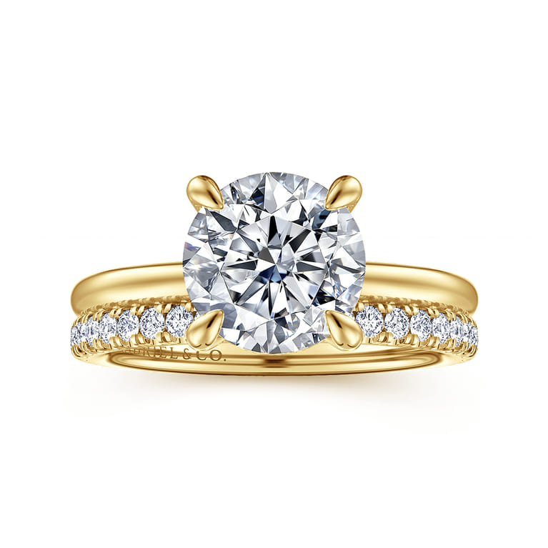 Cari - 14K Yellow Gold Round Diamond Engagement Ring - 0.08 ct - Shot 4