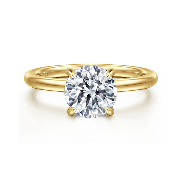 Cari - 14K Yellow Gold Round Diamond Engagement Ring - 0.06 ct - Shot 1
