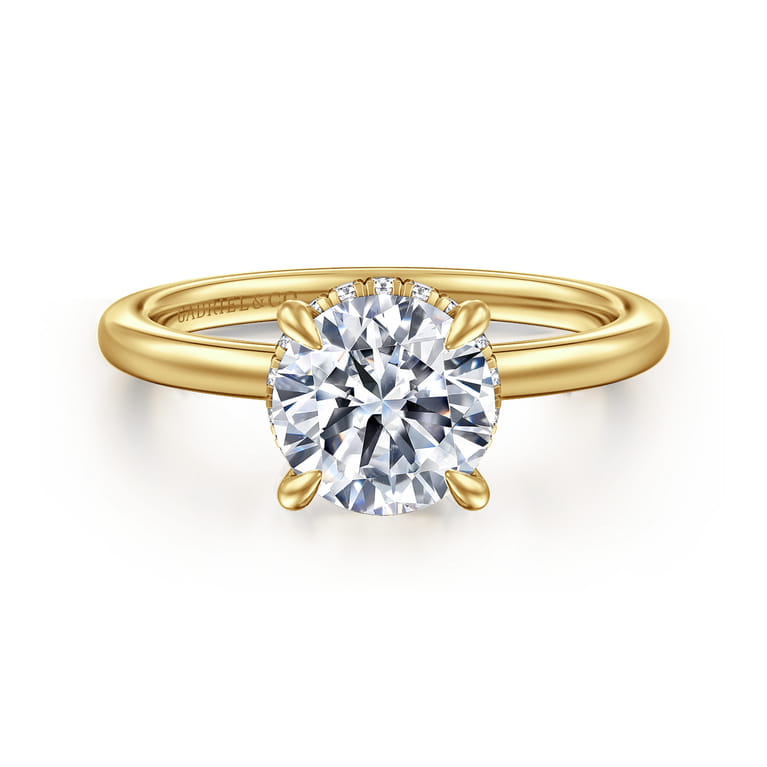 Rainah - 14K Yellow Gold Round Diamond Engagement Ring - 0.11 ct - Shot 1