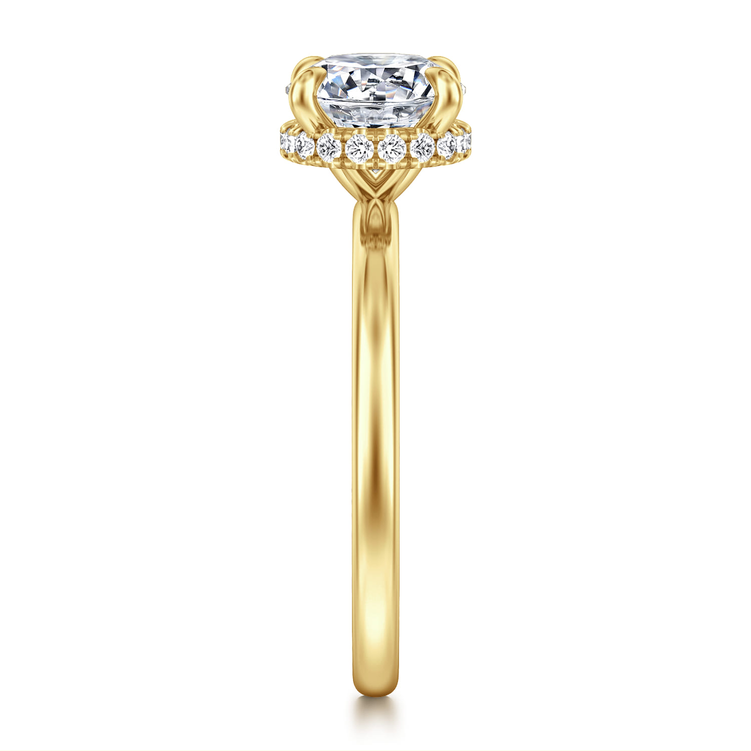 Rainah - 14K Yellow Gold Round Diamond Engagement Ring - 0.11 ct - Shot 4