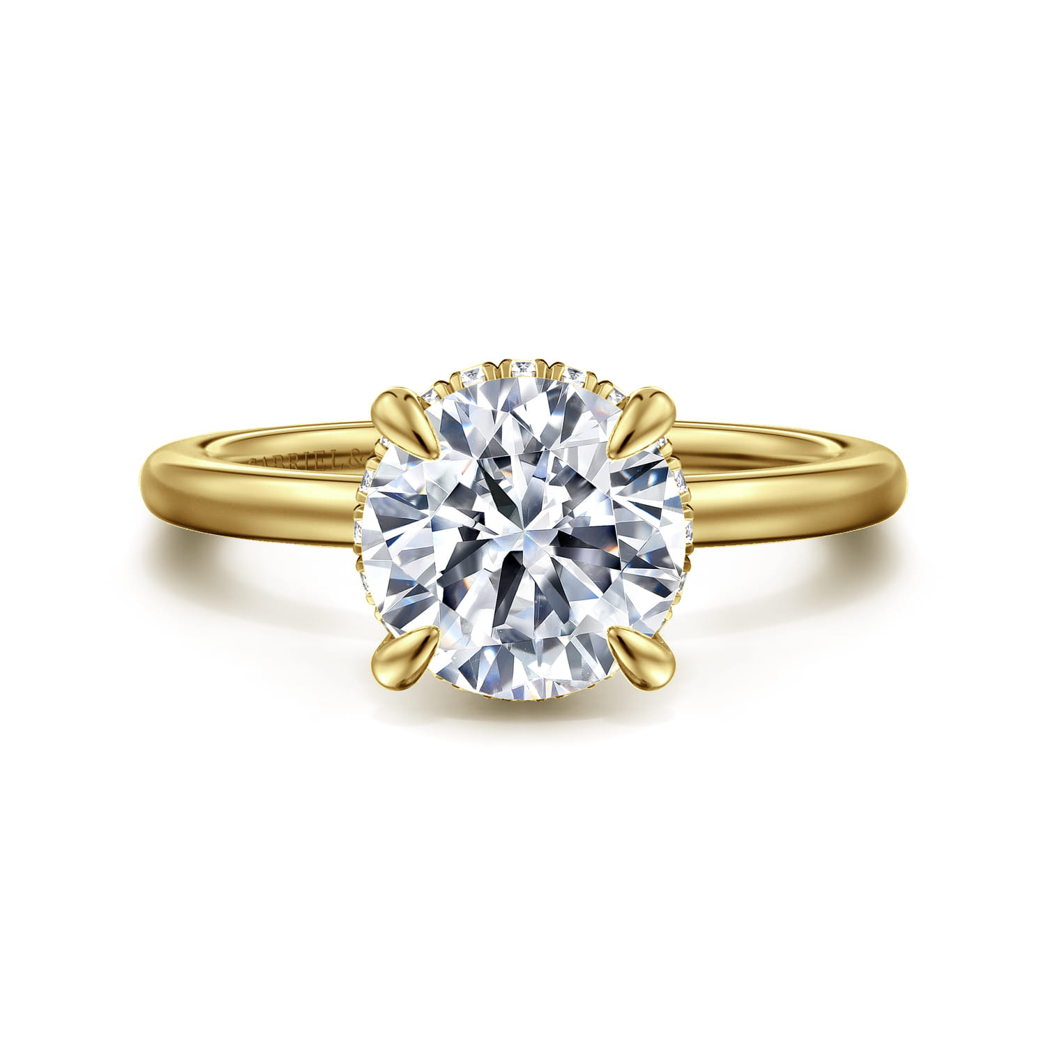Rainah - 14K Yellow Gold Round Diamond Engagement Ring - 0.12 ct - Shot 1