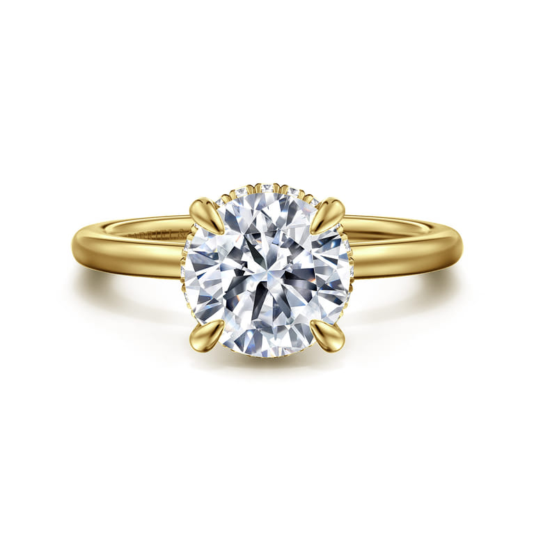 Rainah - 14K Yellow Gold Round Diamond Engagement Ring - 0.12 ct - Shot 1
