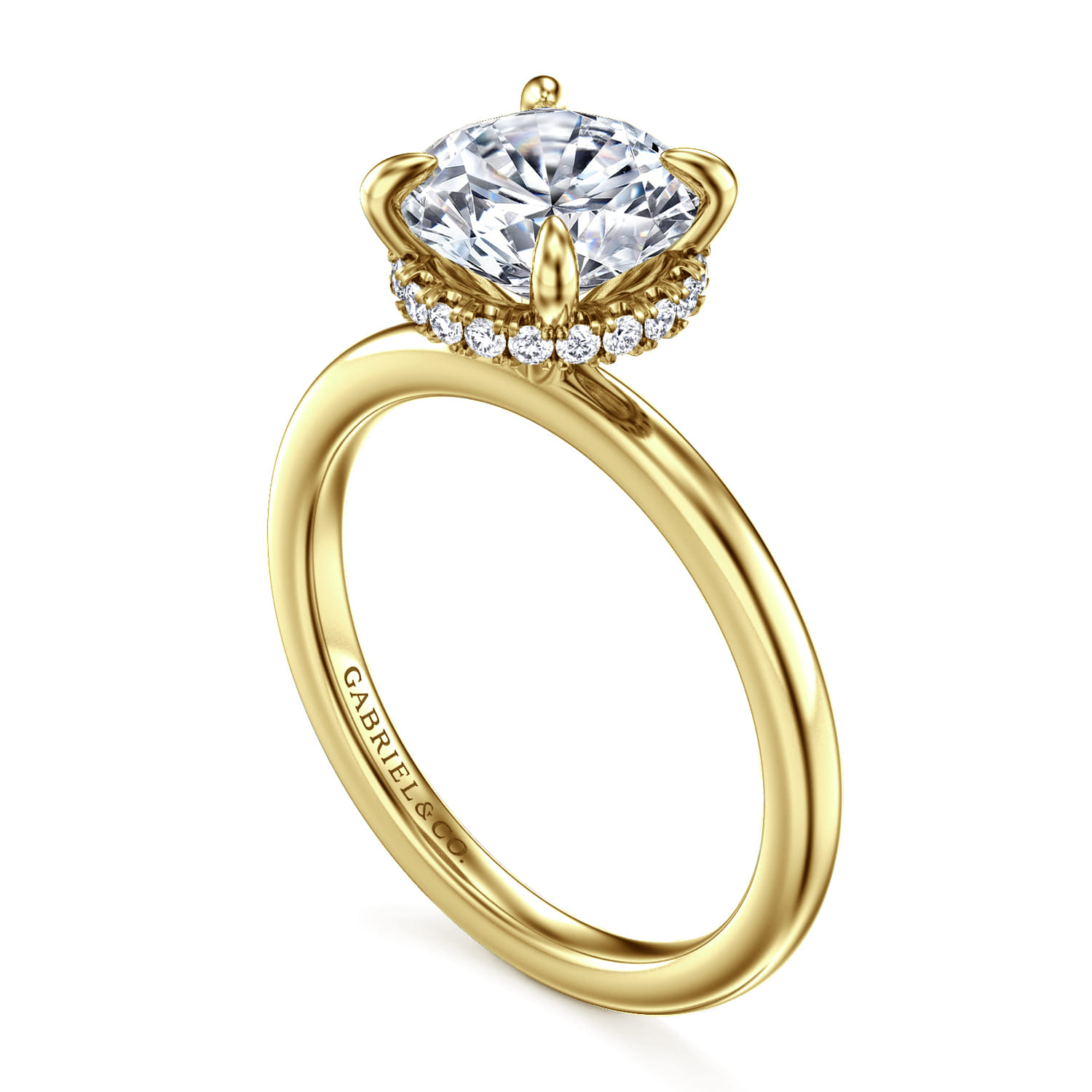 Rainah - 14K Yellow Gold Round Diamond Engagement Ring - 0.12 ct - Shot 3