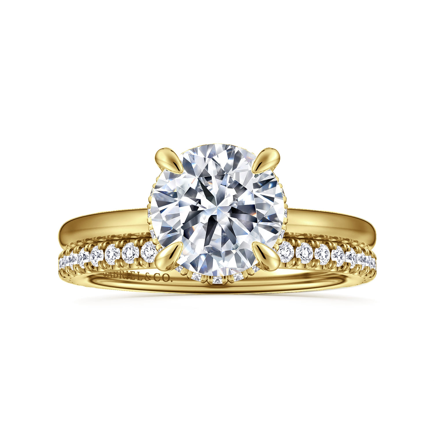 Rainah - 14K Yellow Gold Round Diamond Engagement Ring - 0.12 ct - Shot 4