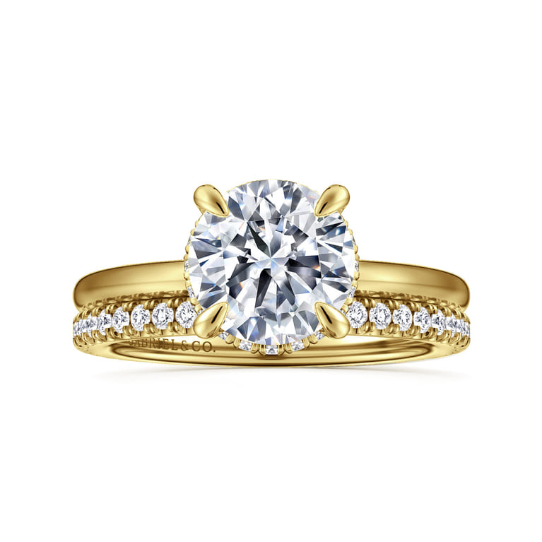 Rainah - 14K Yellow Gold Round Diamond Engagement Ring - 0.12 ct - Shot 4