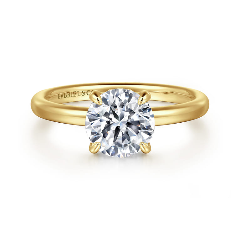 Daniele - 14K Yellow Gold Round Solitaire Diamond Engagement Ring - 0.14 ct - Shot 1