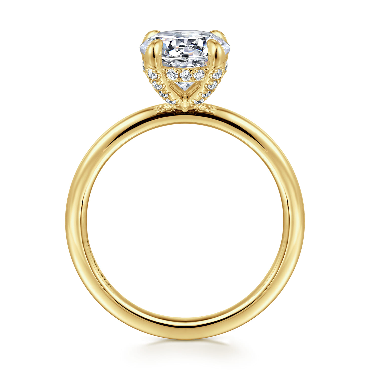 Daniele - 14K Yellow Gold Round Solitaire Diamond Engagement Ring - 0.14 ct - Shot 2