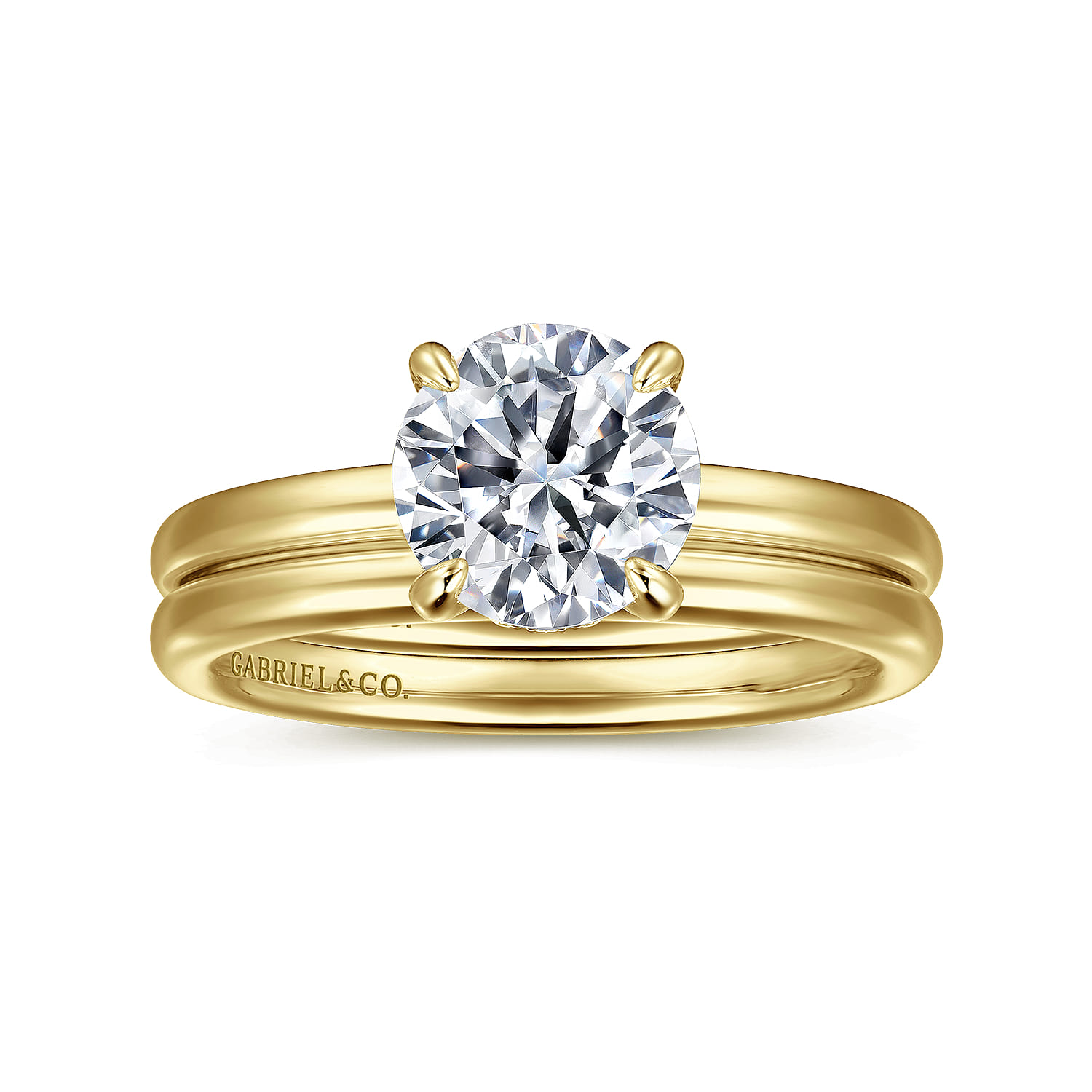 Daniele - 14K Yellow Gold Round Solitaire Diamond Engagement Ring - 0.14 ct - Shot 4