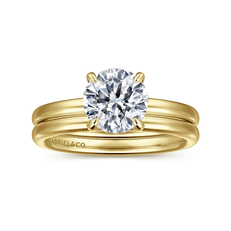 Daniele - 14K Yellow Gold Round Solitaire Diamond Engagement Ring - 0.14 ct - Shot 4