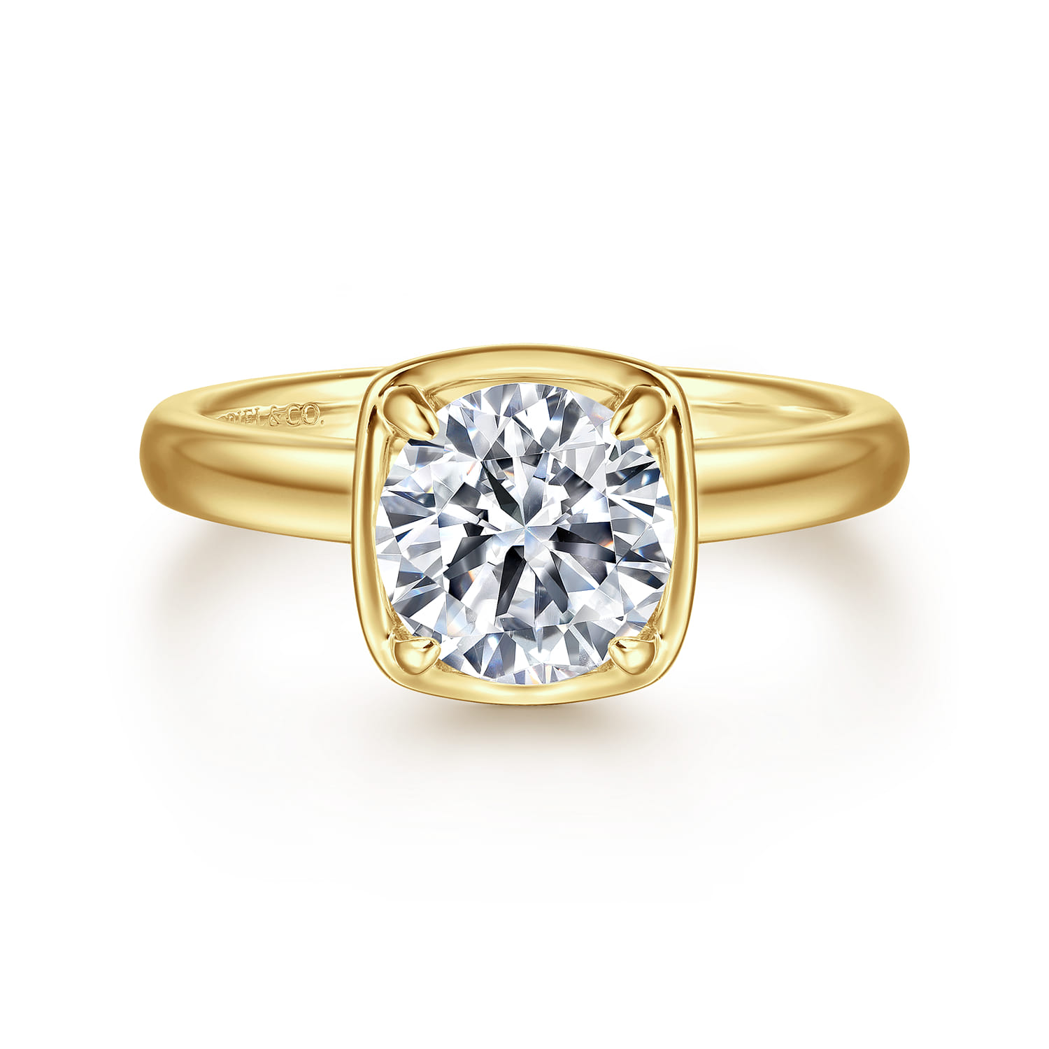 Deedie - 14K Yellow Gold Bezel Prong Round Diamond Engagement Ring - 0.13 ct - Shot 1
