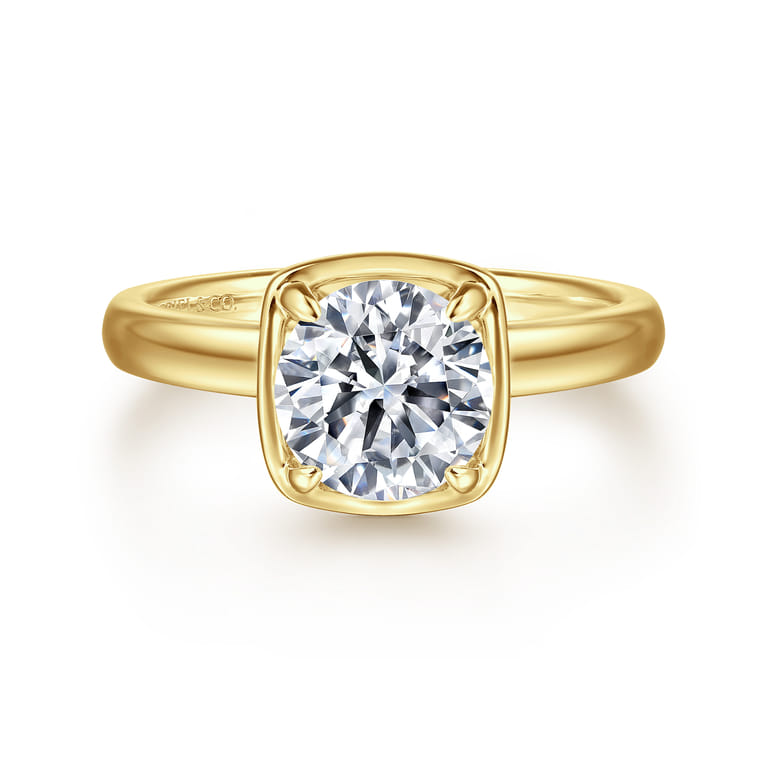 Deedie - 14K Yellow Gold Bezel Prong Round Diamond Engagement Ring - 0.13 ct - Shot 1