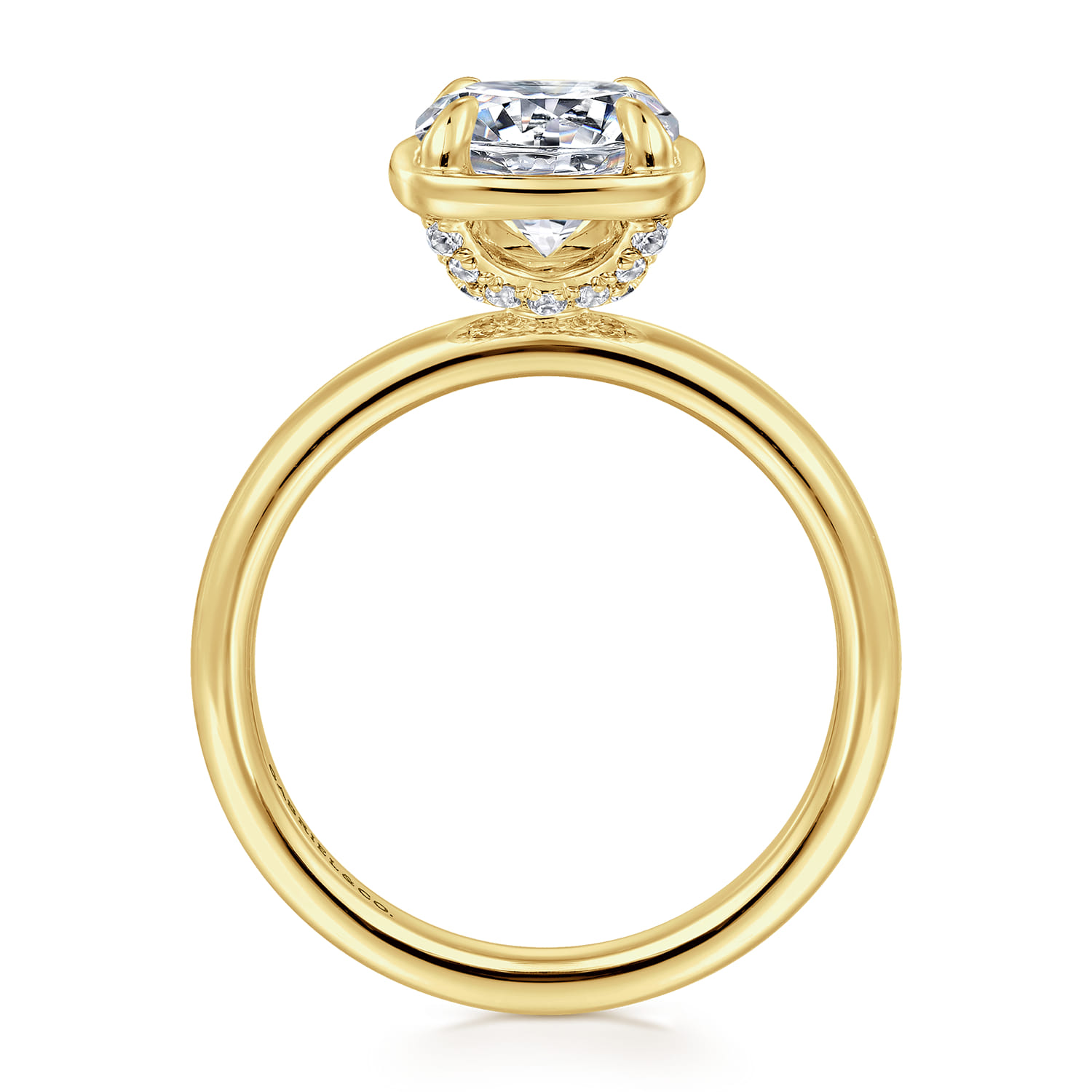Deedie - 14K Yellow Gold Bezel Prong Round Diamond Engagement Ring - 0.13 ct - Shot 2