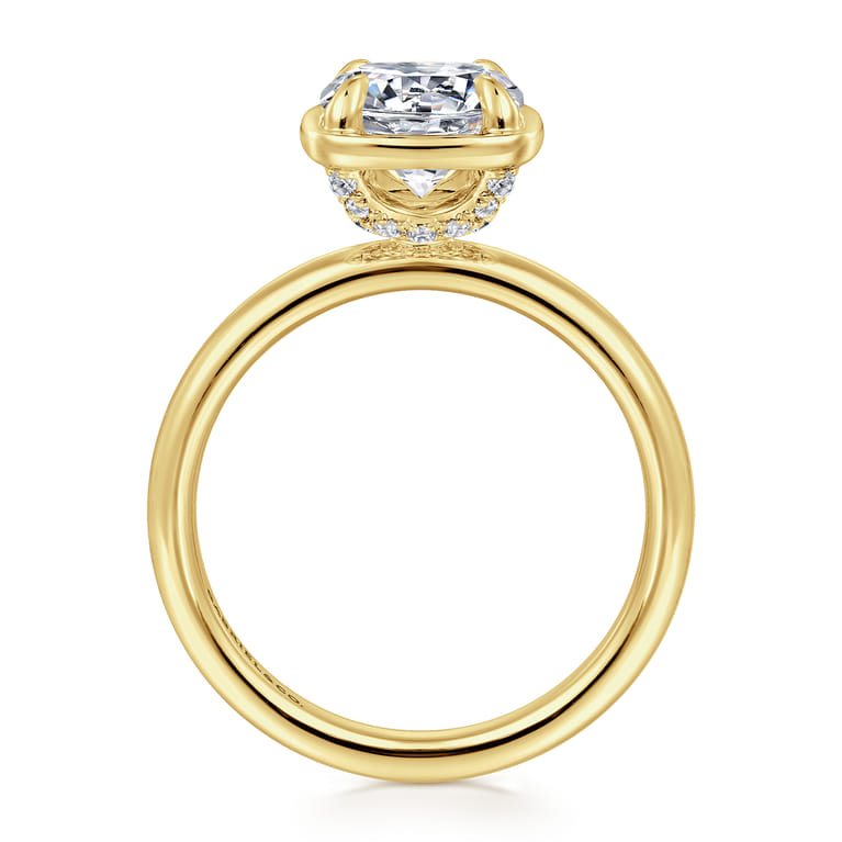 Deedie - 14K Yellow Gold Bezel Prong Round Diamond Engagement Ring - 0.13 ct - Shot 2