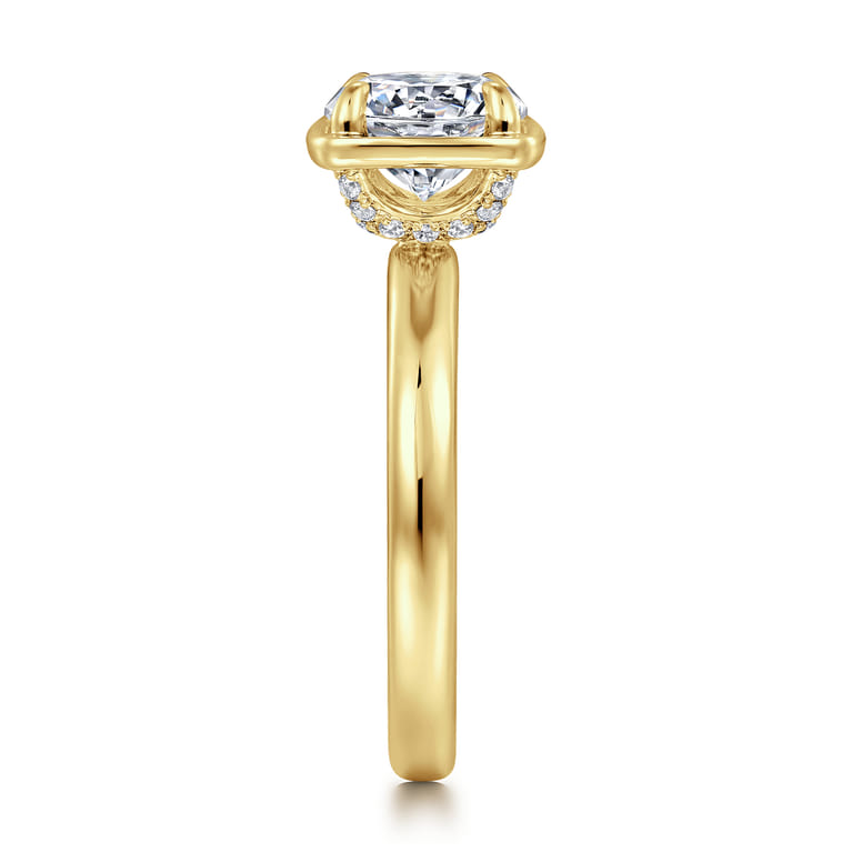 Deedie - 14K Yellow Gold Bezel Prong Round Diamond Engagement Ring - 0.13 ct - Shot 5
