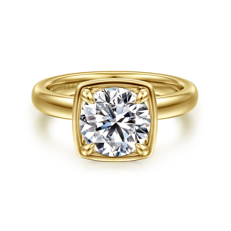 Deedie - 14K Yellow Gold Bezel Prong Round Diamond Engagement Ring - 0.15 ct - Shot 1