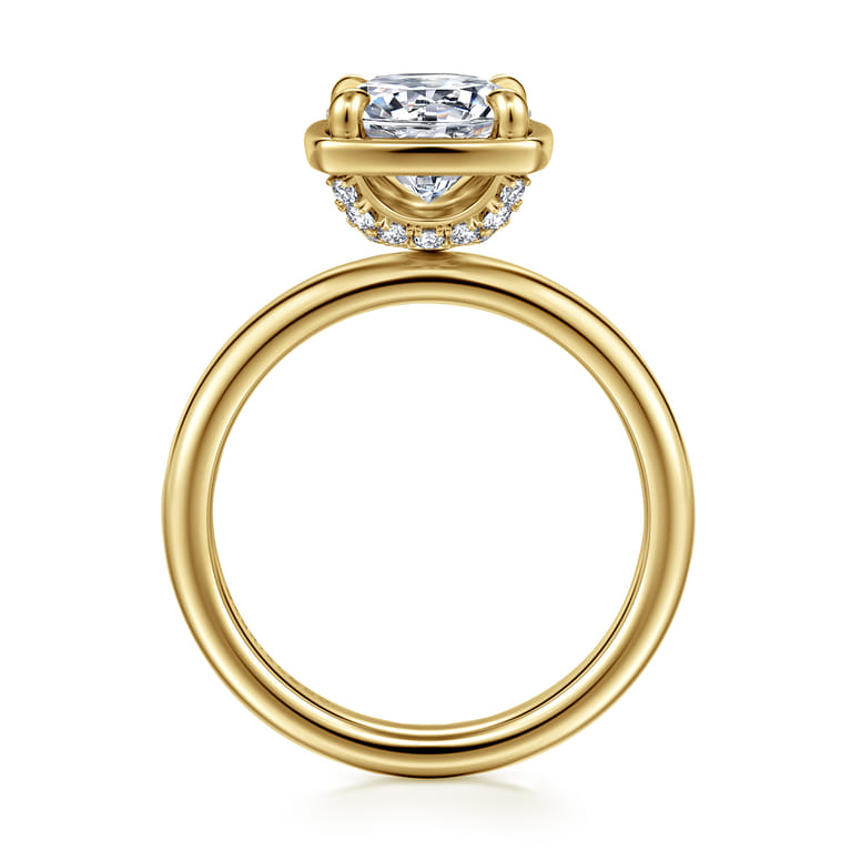 Deedie - 14K Yellow Gold Bezel Prong Round Diamond Engagement Ring - 0.15 ct - Shot 2