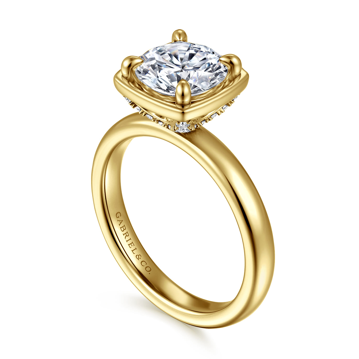 Deedie - 14K Yellow Gold Bezel Prong Round Diamond Engagement Ring - 0.15 ct - Shot 3