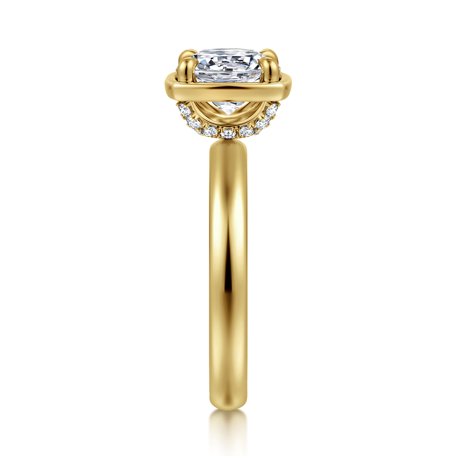 Deedie - 14K Yellow Gold Bezel Prong Round Diamond Engagement Ring - 0.15 ct - Shot 4