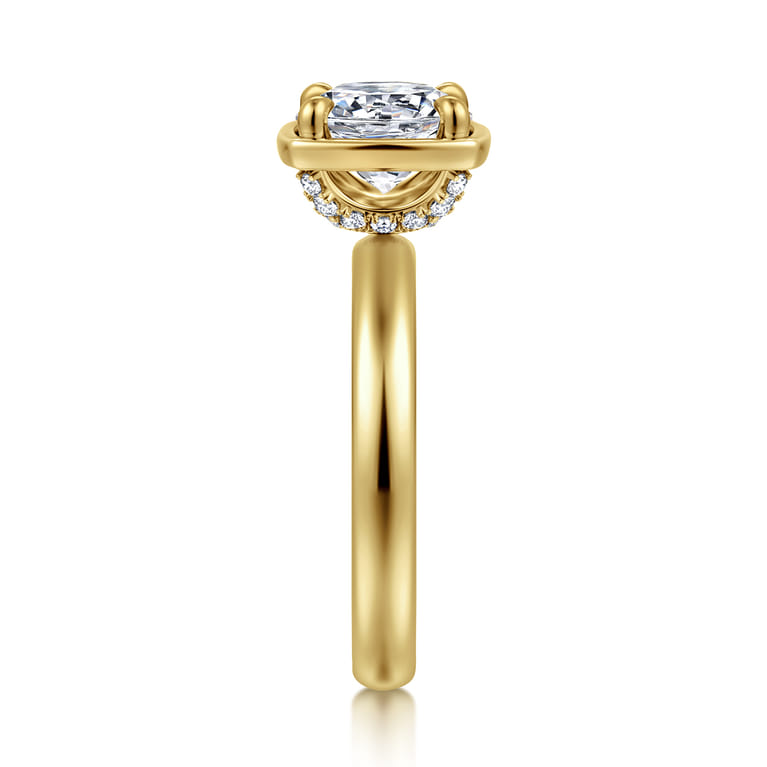 Deedie - 14K Yellow Gold Bezel Prong Round Diamond Engagement Ring - 0.15 ct - Shot 4