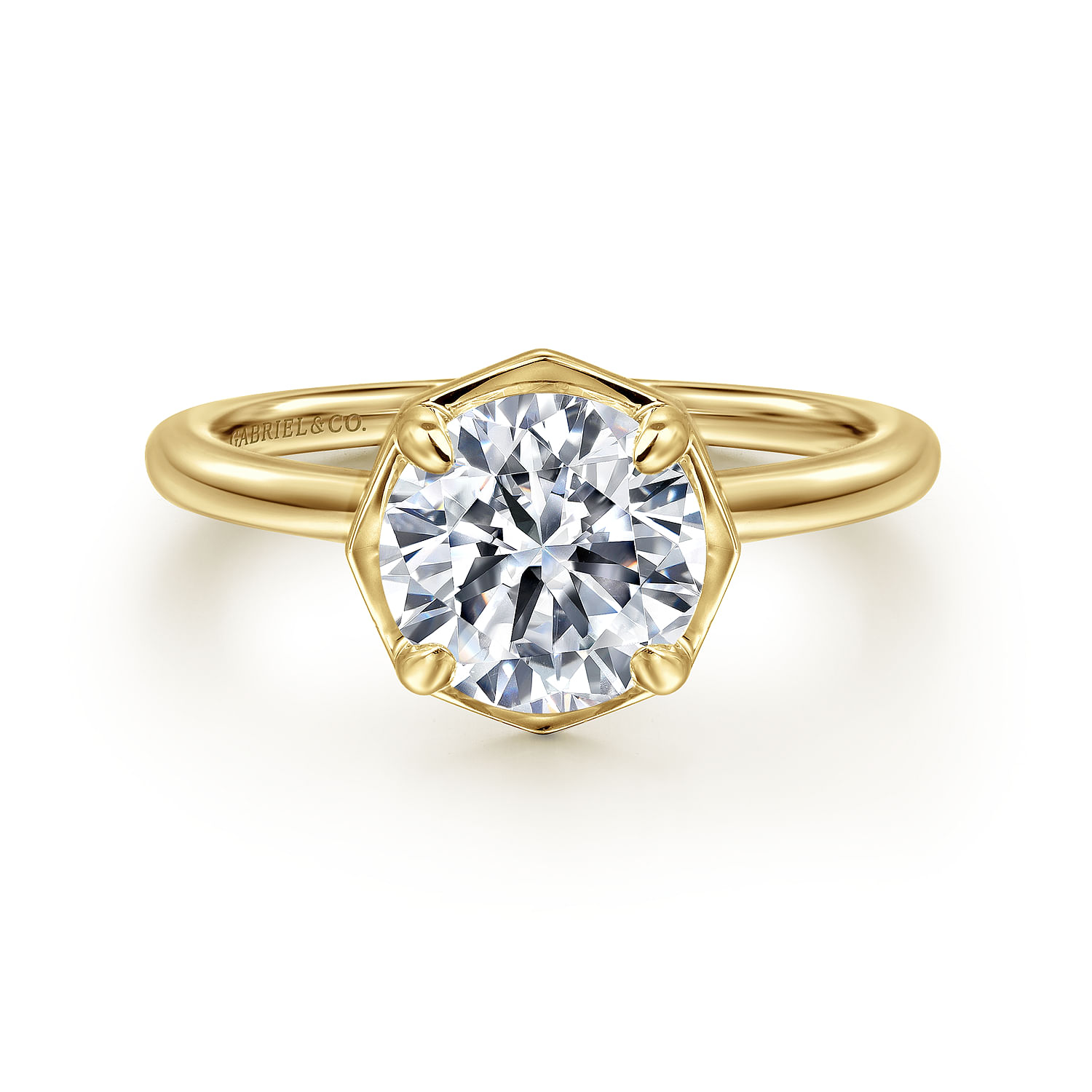 Cassi - 14K Yellow Gold Round Diamond Engagement Ring - 0.06 ct - Shot 1