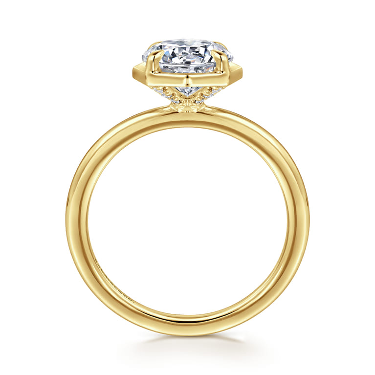Cassi - 14K Yellow Gold Bezel Prong Round Diamond Engagement Ring - 0.06 ct - Shot 2