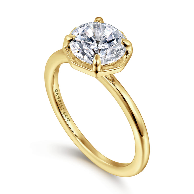 Cassi - 14K Yellow Gold Bezel Prong Round Diamond Engagement Ring - 0.06 ct - Shot 3
