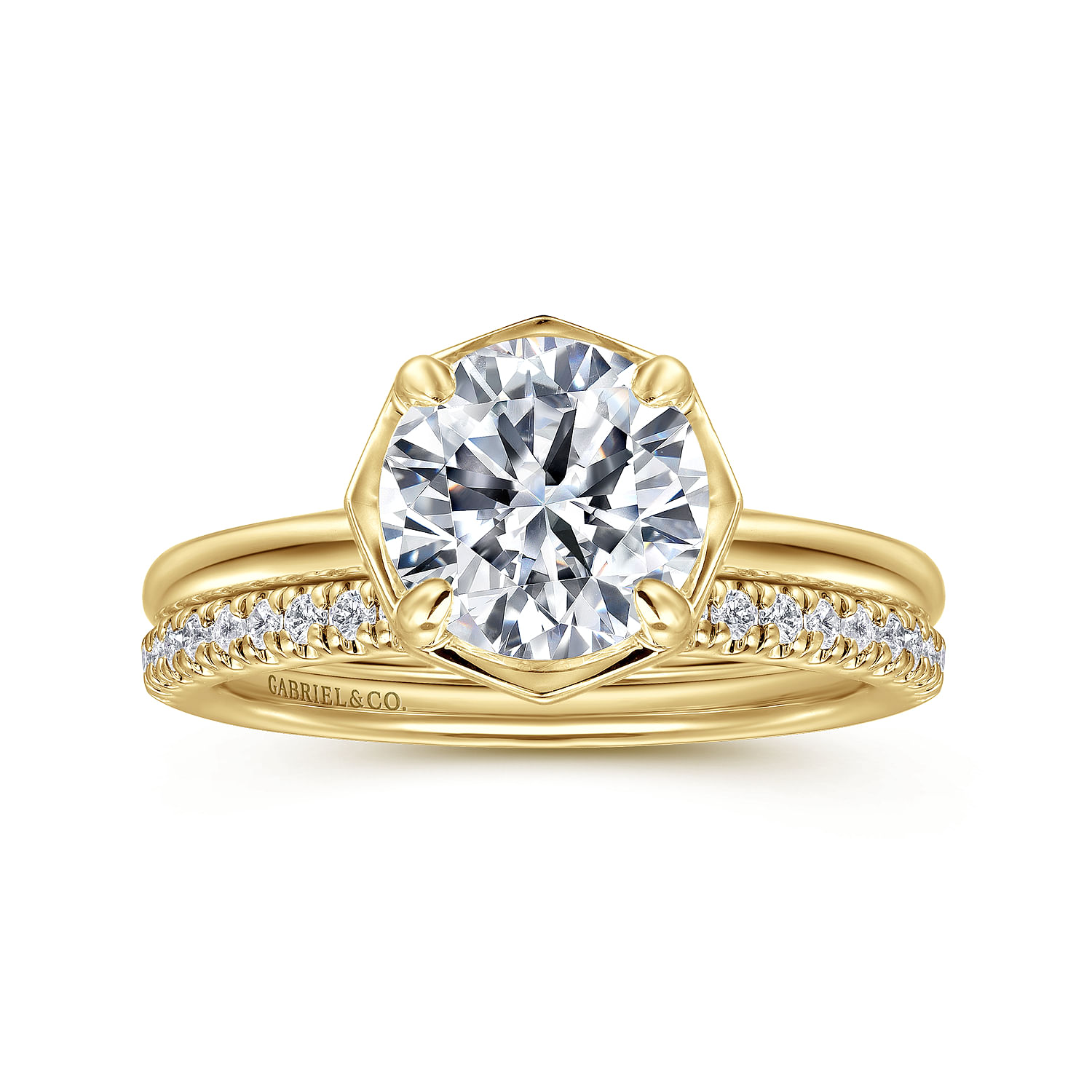 Cassi - 14K Yellow Gold Round Diamond Engagement Ring - 0.06 ct - Shot 4
