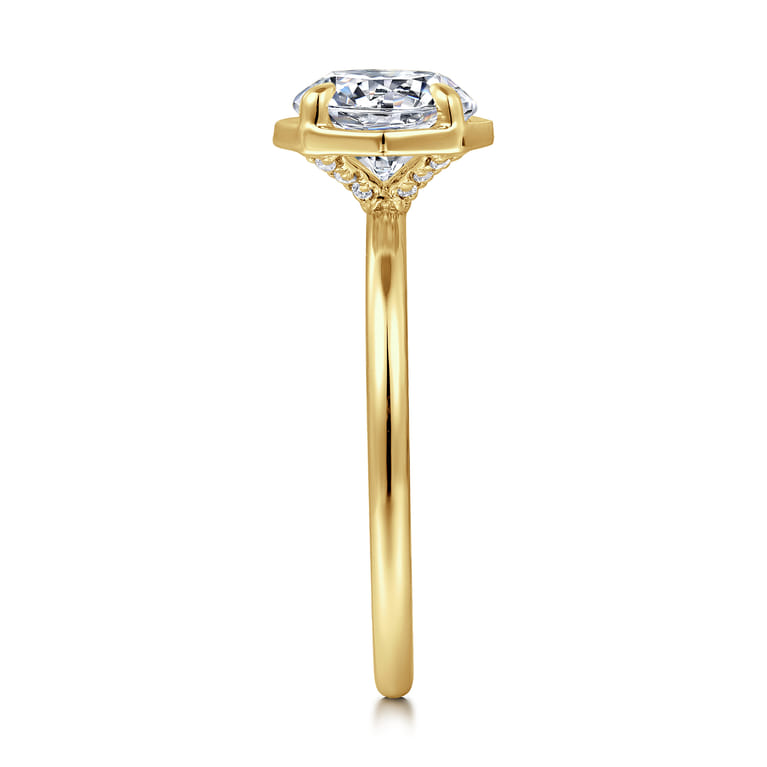 Cassi - 14K Yellow Gold Bezel Prong Round Diamond Engagement Ring - 0.06 ct - Shot 5