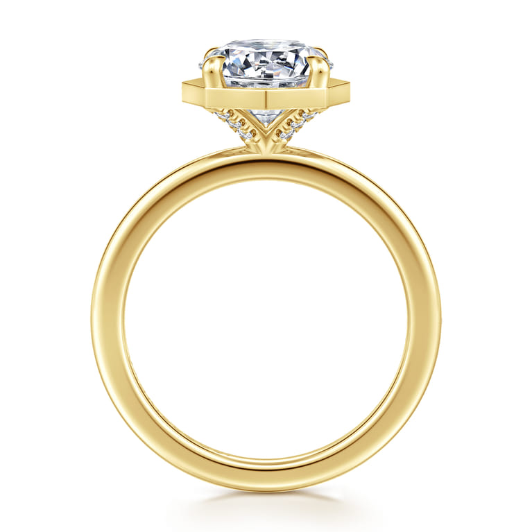 Cassi - 14K Yellow Gold Bezel Prong Round Diamond Engagement Ring - 0.06 ct - Shot 2
