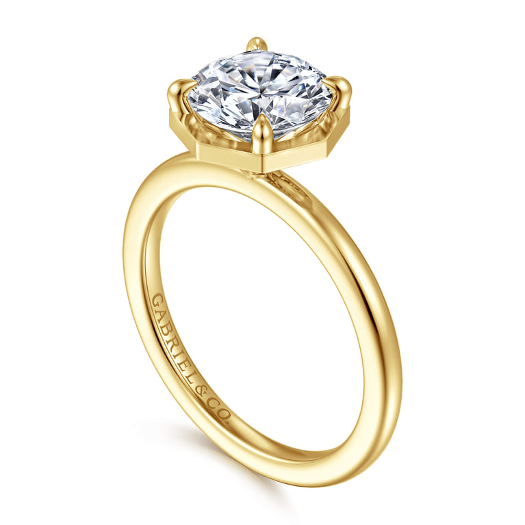 Cassi - 14K Yellow Gold Bezel Prong Round Diamond Engagement Ring - 0.06 ct - Shot 3