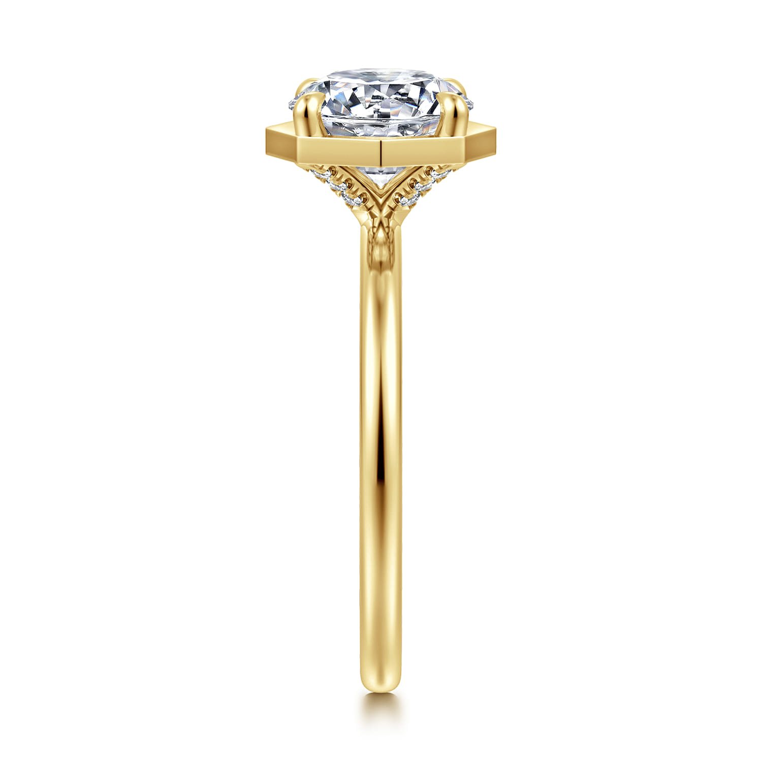 Cassi - 14K Yellow Gold Bezel Prong Round Diamond Engagement Ring - 0.06 ct - Shot 5