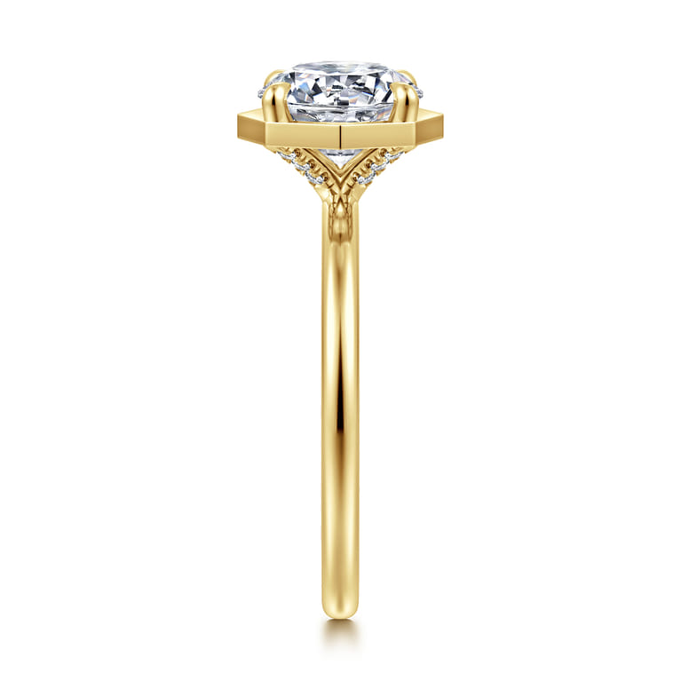 Cassi - 14K Yellow Gold Bezel Prong Round Diamond Engagement Ring - 0.06 ct - Shot 5