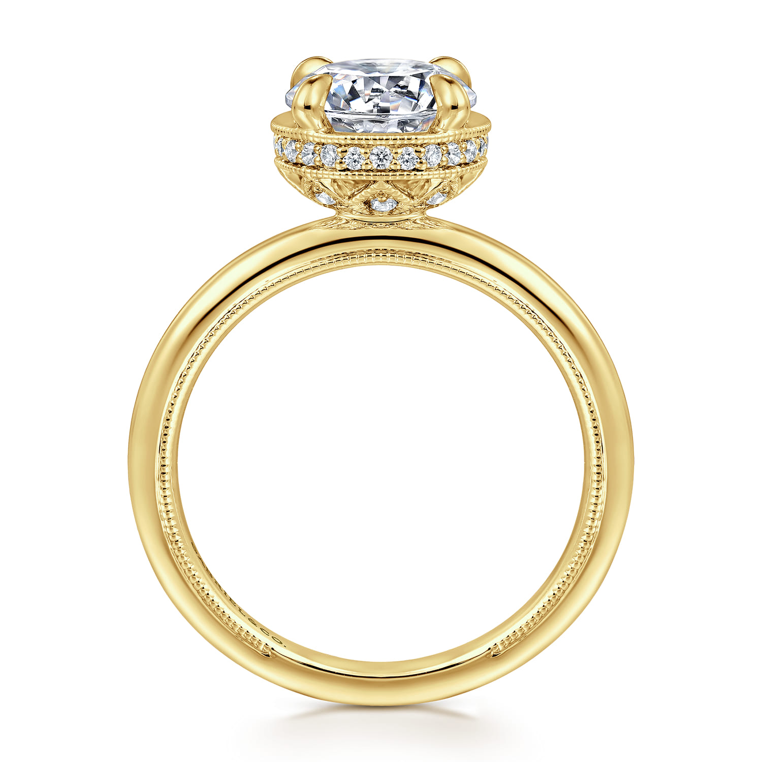Catallina - 14K Yellow Gold Bezel Prong Round Diamond Engagement Ring - 0.17 ct - Shot 2