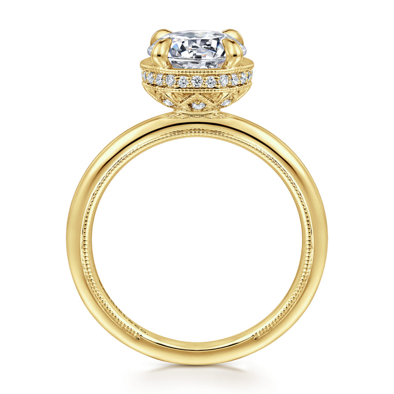 Catallina - 14K Yellow Gold Bezel Prong Round Diamond Engagement Ring - 0.17 ct - Shot 2