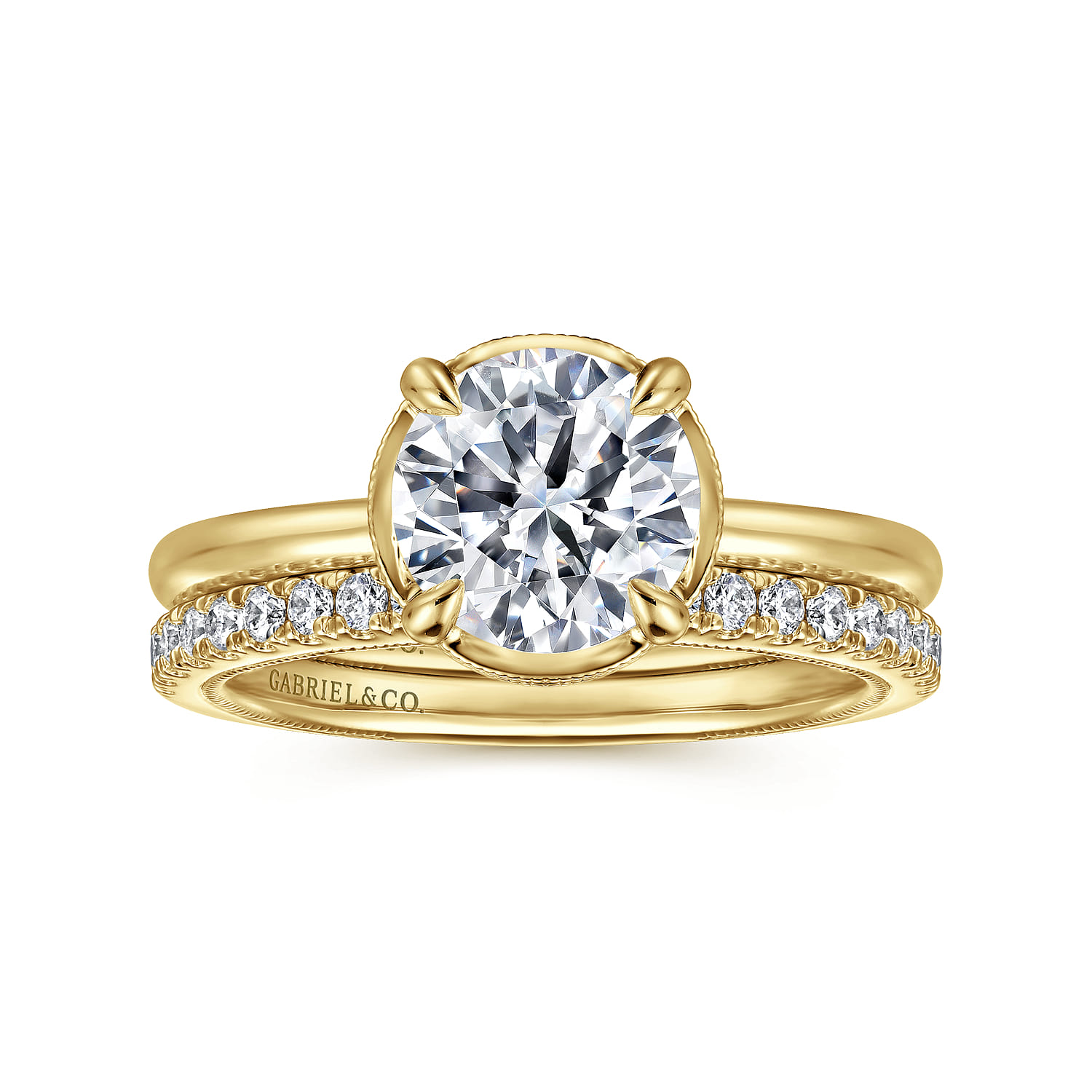 Catallina - 14K Yellow Gold Bezel Prong Round Diamond Engagement Ring - 0.17 ct - Shot 4