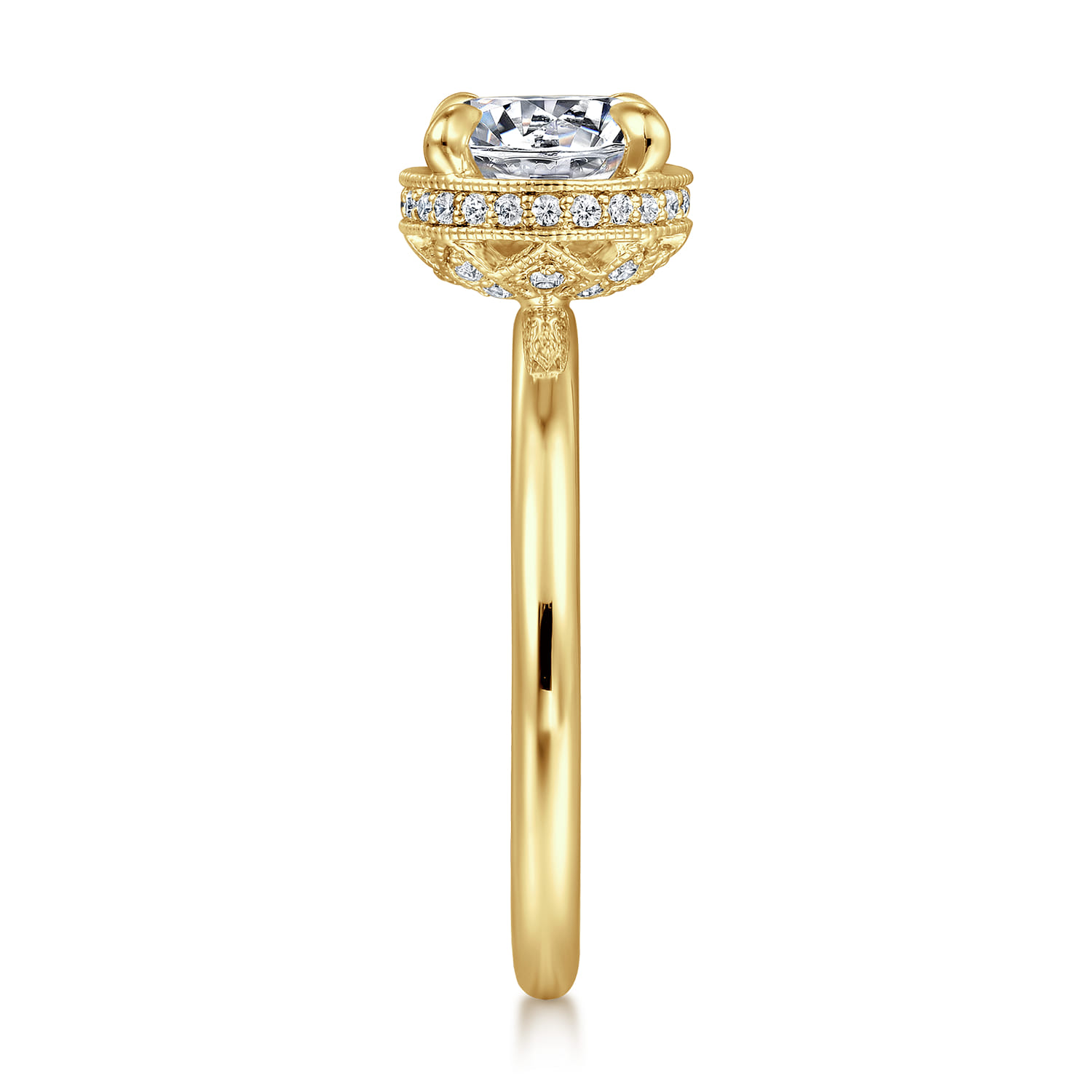 Catallina - 14K Yellow Gold Bezel Prong Round Diamond Engagement Ring - 0.17 ct - Shot 5