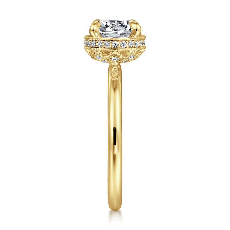 Catallina - 14K Yellow Gold Bezel Prong Round Diamond Engagement Ring - 0.17 ct - Shot 5