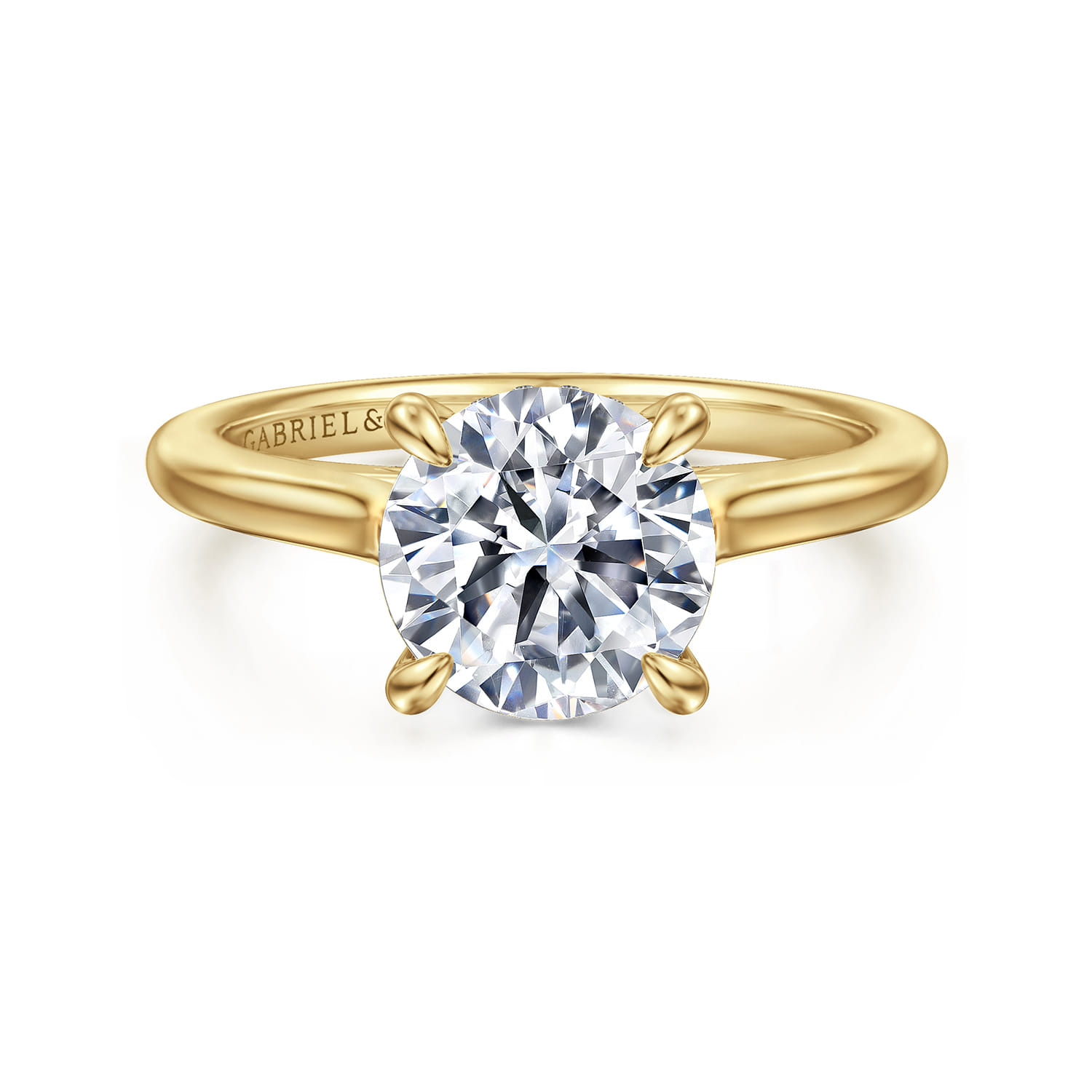 Ericka - 14K Yellow Gold Round Diamond Engagement Ring - 0.13 ct - Shot 1