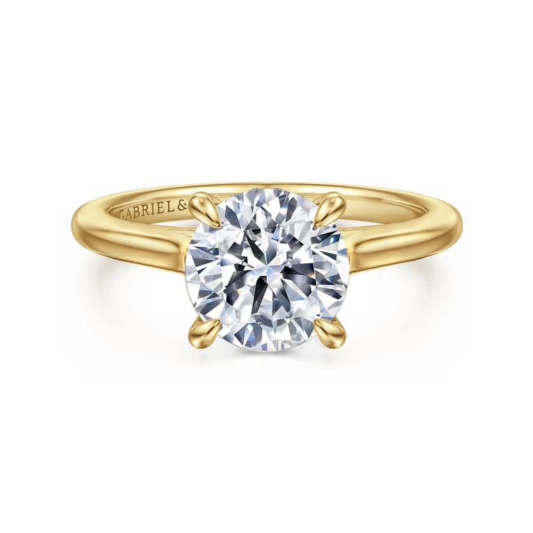 Ericka - 14K Yellow Gold Round Diamond Engagement Ring - 0.13 ct - Shot 1