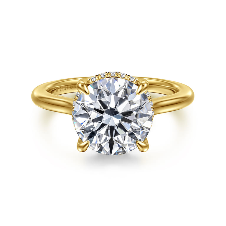 Aldon - 14K Yellow Gold Round Diamond Engagement Ring - 0.14 ct - Shot 1