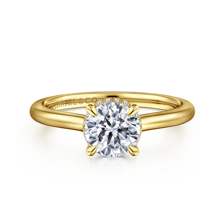 Aldon - 14K Yellow Gold Round Diamond Engagement Ring - 0.07 ct - Shot 1