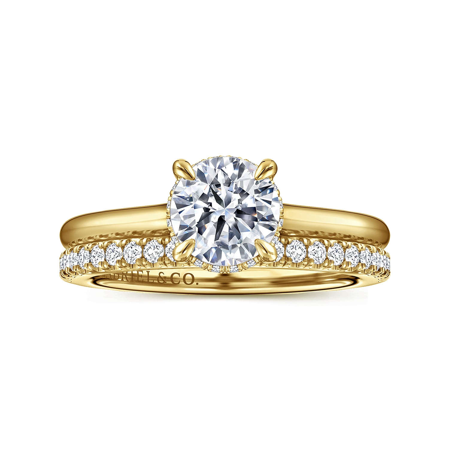 Aldon - 14K Yellow Gold Round Diamond Engagement Ring - 0.07 ct - Shot 4