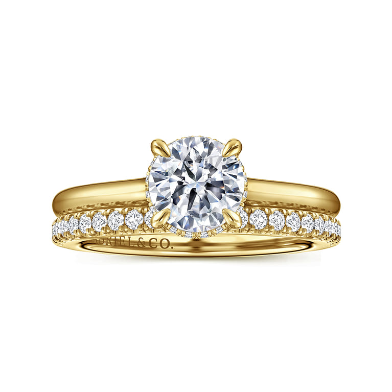Aldon - 14K Yellow Gold Round Diamond Engagement Ring - 0.07 ct - Shot 4