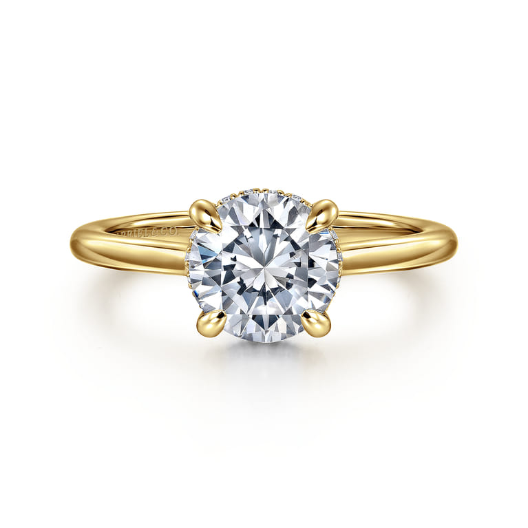 Aldon - 14K Yellow Gold Round Solitaire Diamond Engagement Ring - 0.08 ct - Shot 1